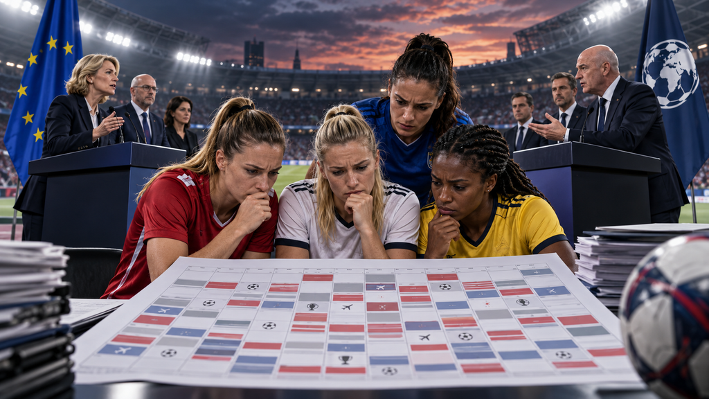 EU and FIFA symbols illustrating the dispute over the women’s international match calendar