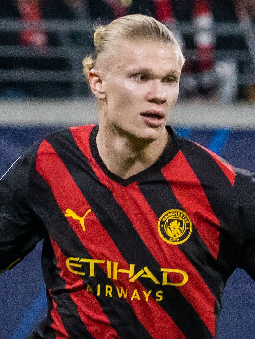 Erling Haaland in Manchester City kit