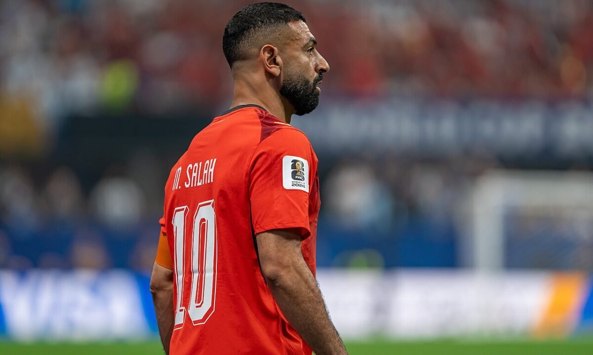 Mohamed Salah in action for Egypt against Argentina at the 2026 World Cup