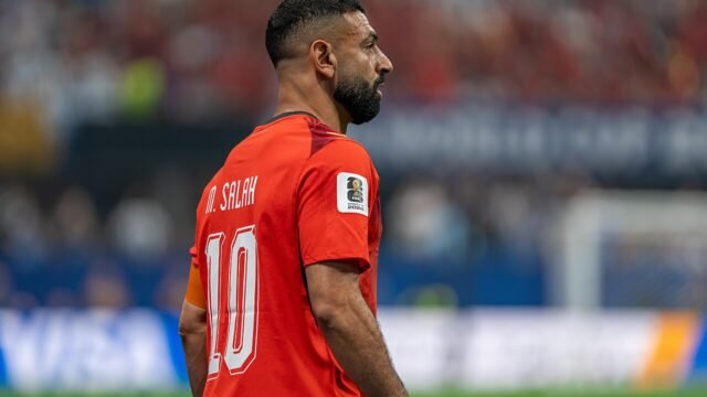 Mohamed Salah in action for Egypt against Argentina at the 2026 World Cup
