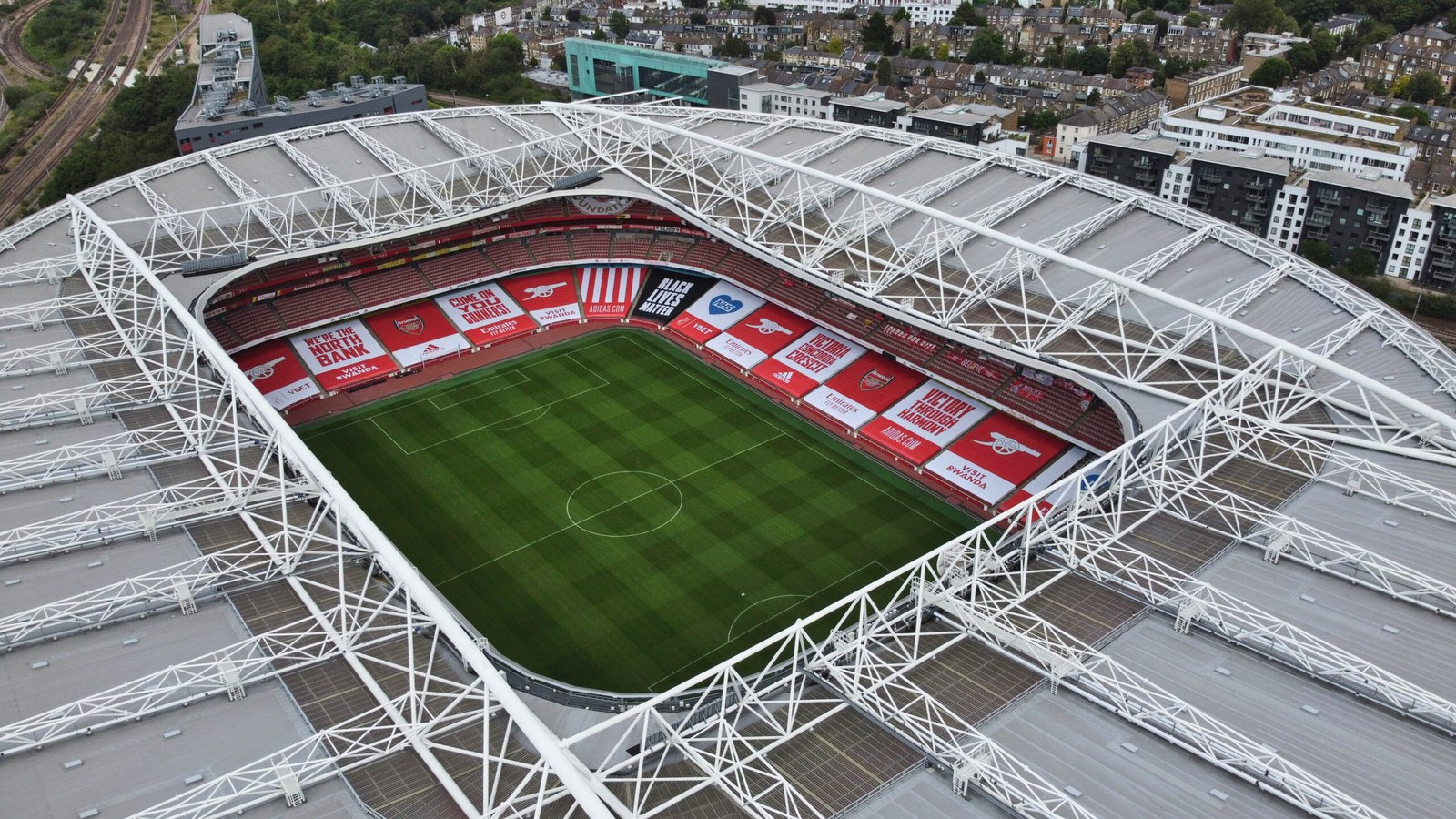 Aerial view of Arsenal's Emirates Stadium in London