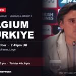 Belgium v Türkiye Nations League preview card featuring Türkiye coach Vincenzo Montella