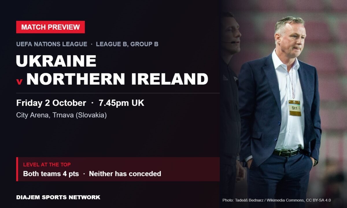 Ukraine v Northern Ireland Nations League preview card featuring Northern Ireland manager Michael O'Neill