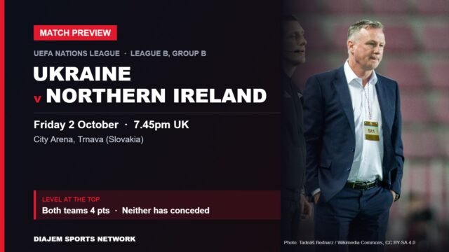 Ukraine v Northern Ireland Nations League preview card featuring Northern Ireland manager Michael O'Neill